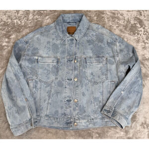 American Eagle Blue Floral Print Denim Swing Jacket Size M NWT